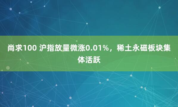尚求100 沪指放量微涨0.01%，稀土永磁板块集体活跃